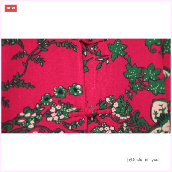 Vintage Floral Trench Coat Plus Size Cotton Linen Boho Long Jacket with Pockets - Picture 7 of 7